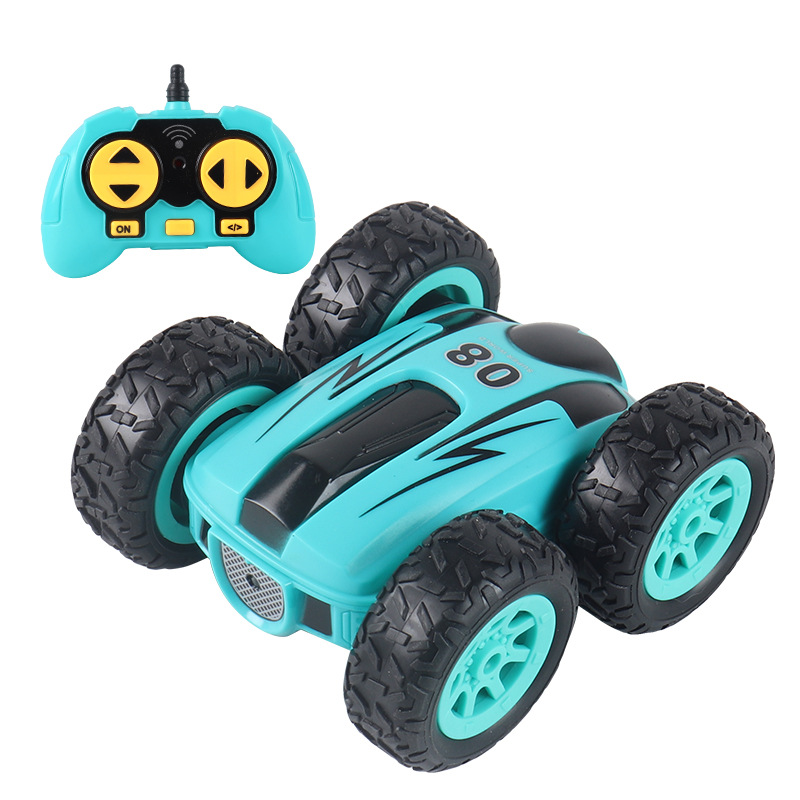 Cross-Border Hot Selling Remote Control Four-Wheel Drive Horizontal Drift Stunt Car Double-Sided Rotating off-Road Climbing Light Children's Toy Car