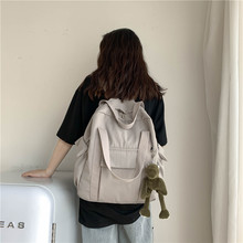 2020春季新品韩版风范纯色尼龙休闲书包简约手提双肩两用背包