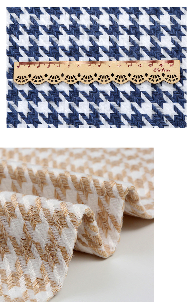 新款千鸟格仿麻色织布料抱枕玩具箱包涤纶布沙发软包装饰棉麻面料