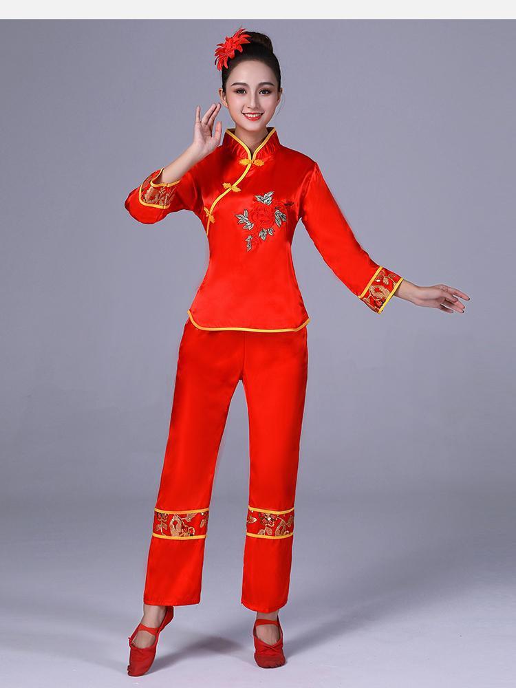 新款秧歌服女装2019民族舞蹈演出服装腰鼓舞扇子舞广场舞表演服装
