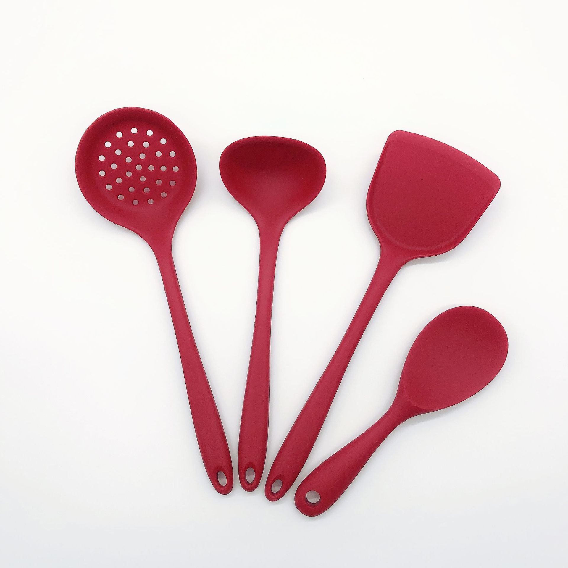 硅胶厨具4件套硅胶一体锅铲汤勺捞篱饭勺不粘锅烹饪套装