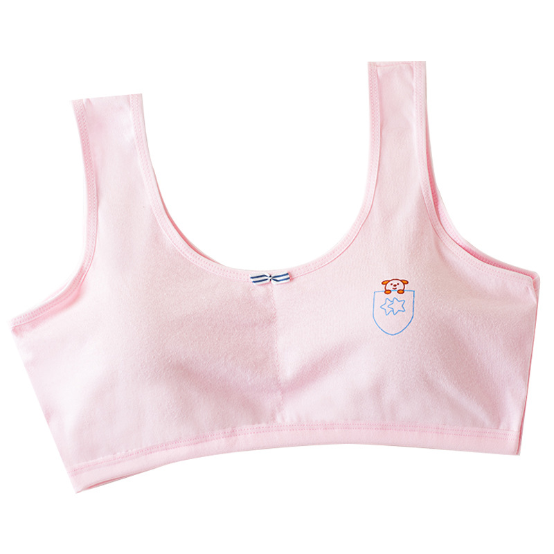 Girl's Underwear Wireless Student Underwear with Chest Pad Children's Sports Vest Anti-Exposure Bra Puberty Bra