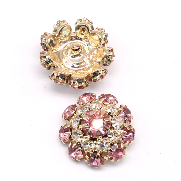 High-End Welding Metal Mushroom Button DIY Handmade Rhinestone Buttons Drill Buckle Decorative Buckle Hat Shirt Rhinestone Flower