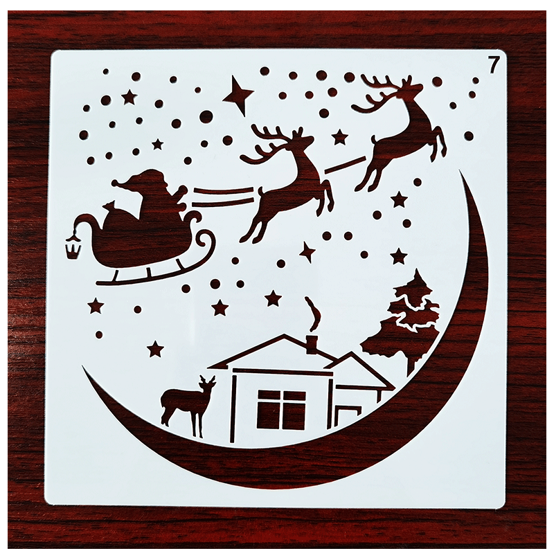 跨境热销榜圣诞绘画模板 墙绘涂鸦喷绘模板节日diy创意装饰镂空模