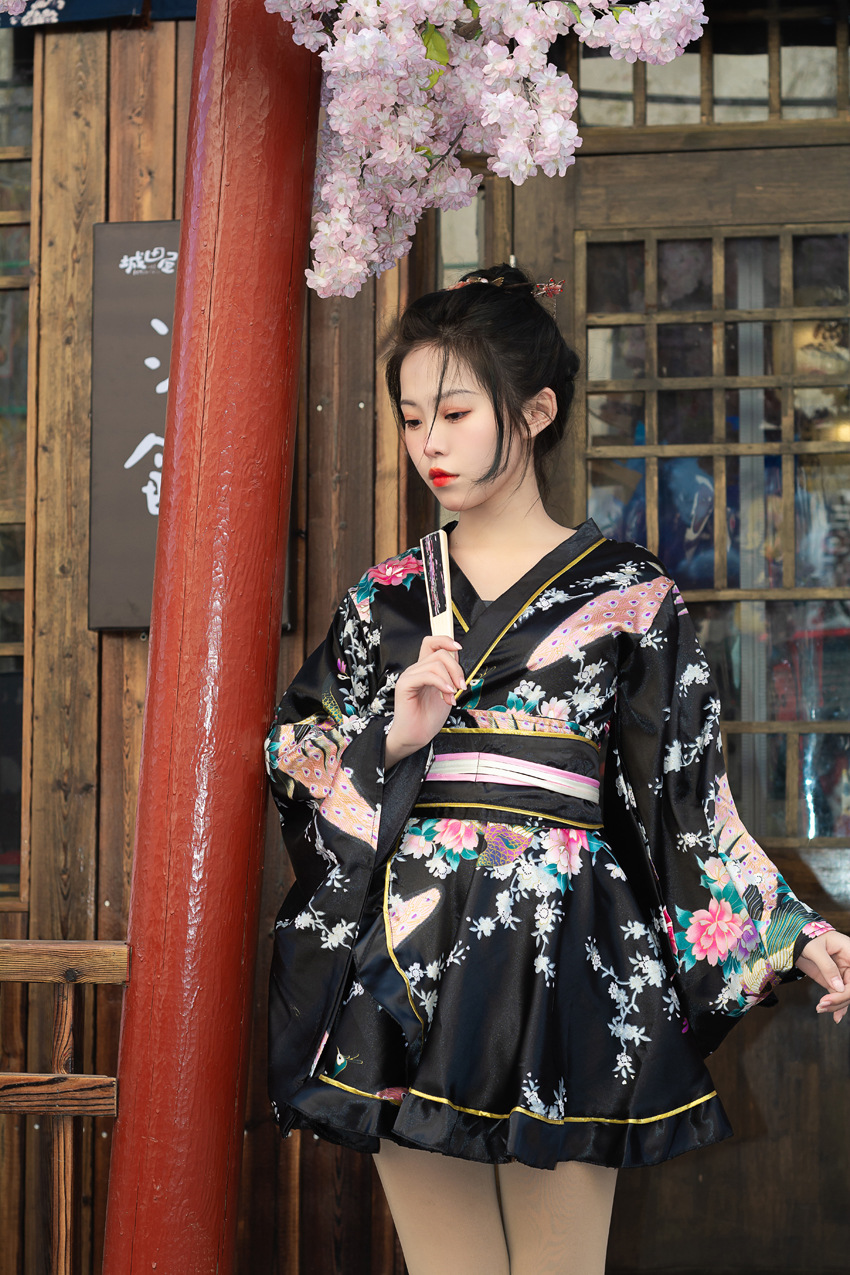 日本正装女款孔雀和服舞台演出服装拍照和服工作活动外贸一件代发