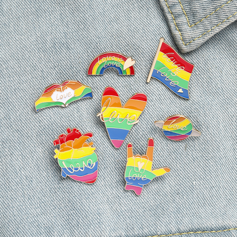 2020 Creative Rainbow Series Letters Jewelry Brooch Creative Heart Rainbow Bridge Love Letter Brooch Badge