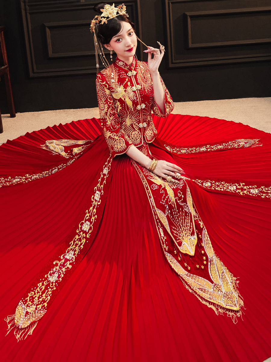 秀禾服2020新款中式新娘中国风婚纱结婚礼服古风女出门服夏季薄款