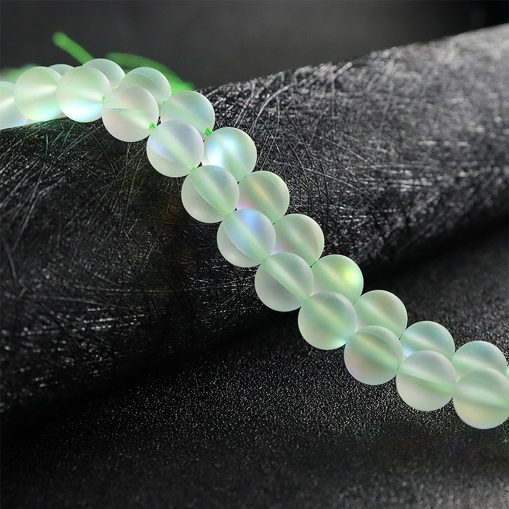 磨砂闪光水晶玉石仿月光石diy配件饰半成品纽扣玛瑙圆串散珠子