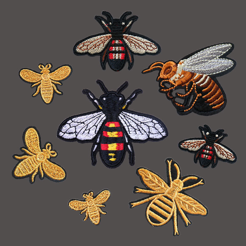 2021年新款布贴批发小蜜蜂图案刺绣贴绣花章仔服装辅料装饰补丁贴