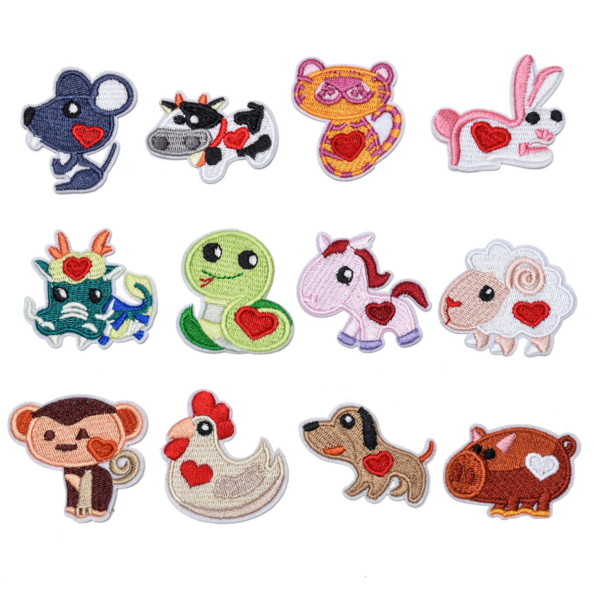 卡通十二生肖刺绣贴衣服裤子羽绒牛仔装饰修补丁动物图案儿童贴布