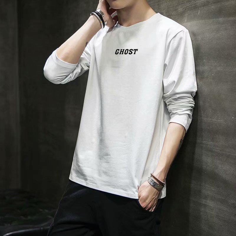 Autumn New Long-Sleeved Men's T-shirt Loose round Neck Trend Printed Fashion Brand Student Base Men's Autumn