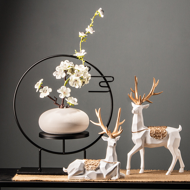新中式风格家居里书房桌上装饰品复古博物古架客厅创意禅意小摆件