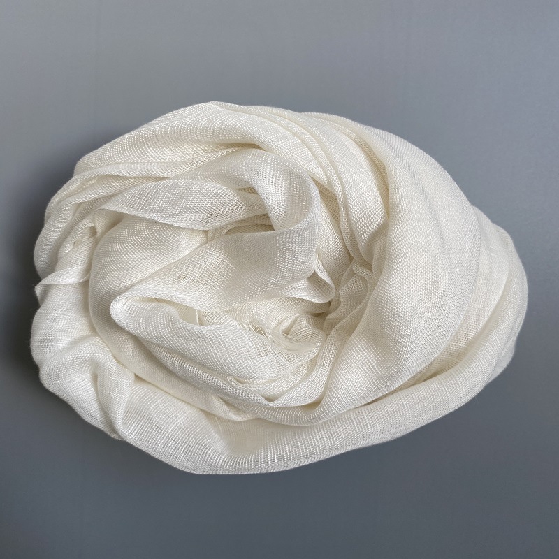 白色人棉竹节围巾文艺蜡染扎染蓝染适用植物染色学校手工白围巾