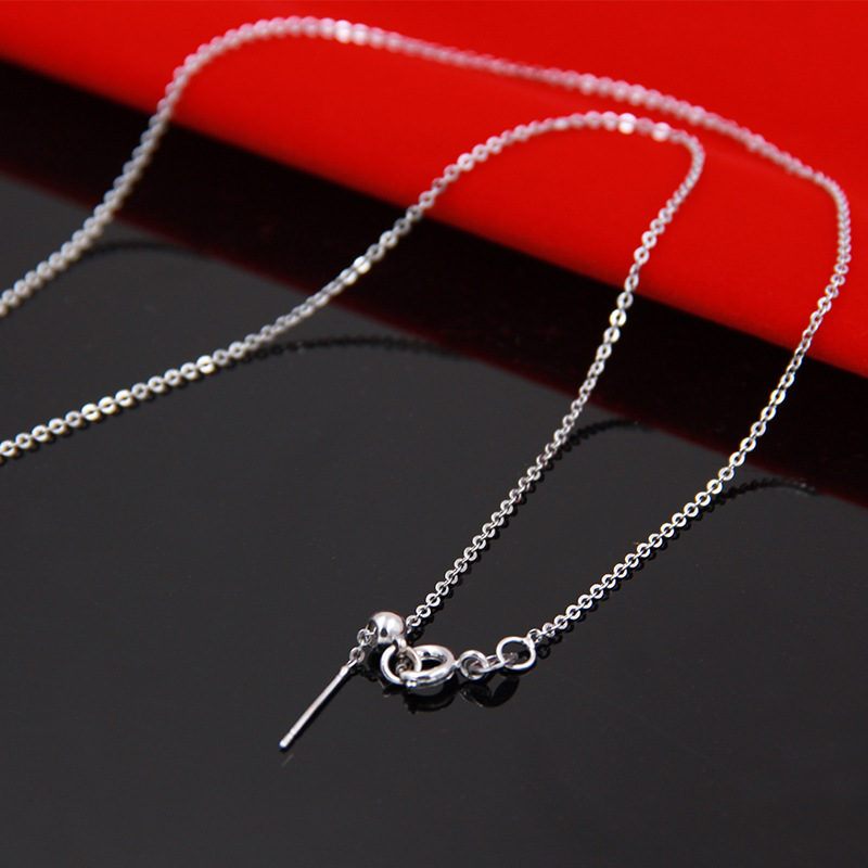 925镀银项链女针式银链子diy链配链万能链穿珠链锁骨链盒子o字链