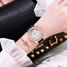 DZG正品商务休闲女士手表时尚韩版大盘表镶钻石英表皮带女表