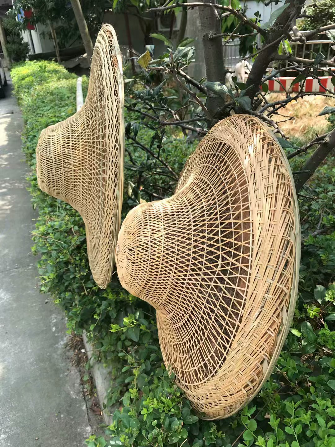 棕斗笠手工竹编夹棕树皮帽子舞蹈道具农家乐装修装饰特色表演竹丝
