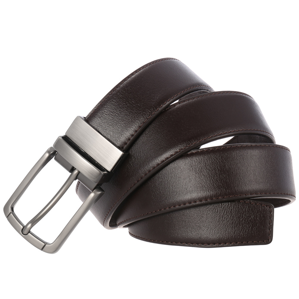 二层牛皮皮带 男士针扣打孔皮带 休闲皮带 ly35-23442-3