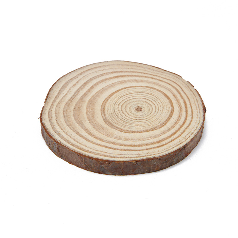 原木片diy薄木头 圆木片树桩年轮装饰实木片材料手工手绘画道具1