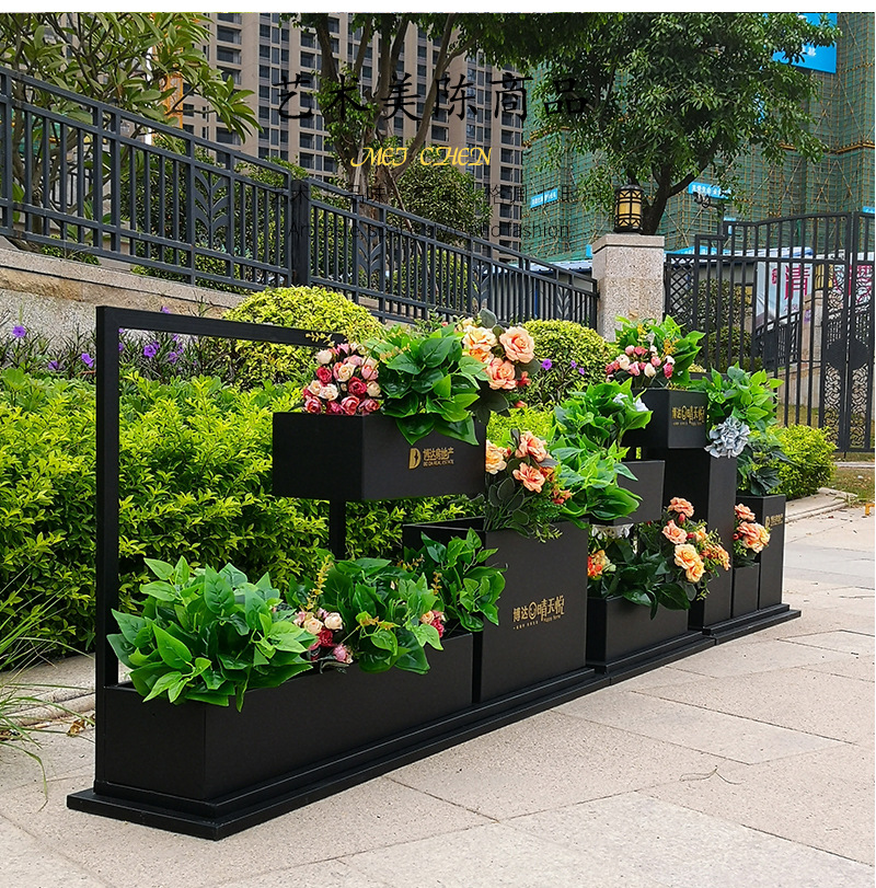 新款创意玻璃钢花箱组合商业街大号花盆别墅售楼部小区户外花架