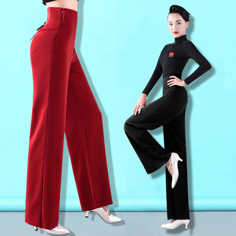 跳舞长裤高腰拉丁舞练功服女摩登国标交谊舞蹈裤广场舞裤子