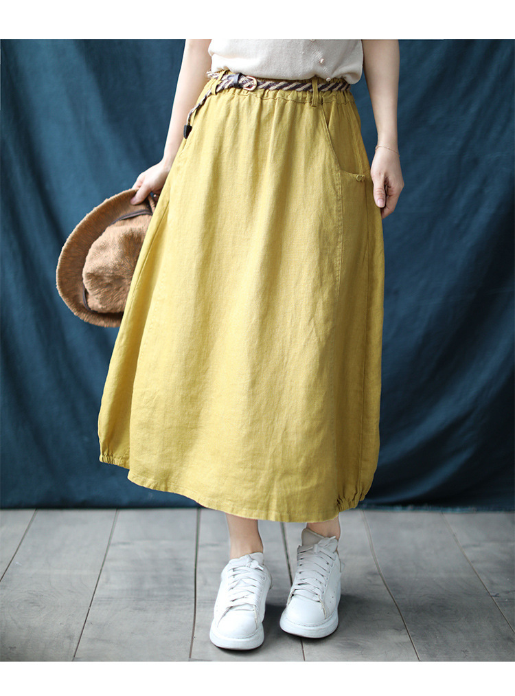 0成交106件相似同款3参谋女装秋季2021新款时尚棉麻半身裙亚麻纯色