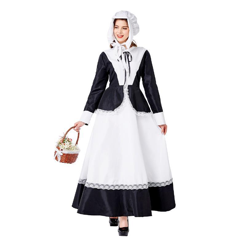 新款中世纪田园风贵妇服装角色扮演欧式女仆女佣游戏制服舞台服