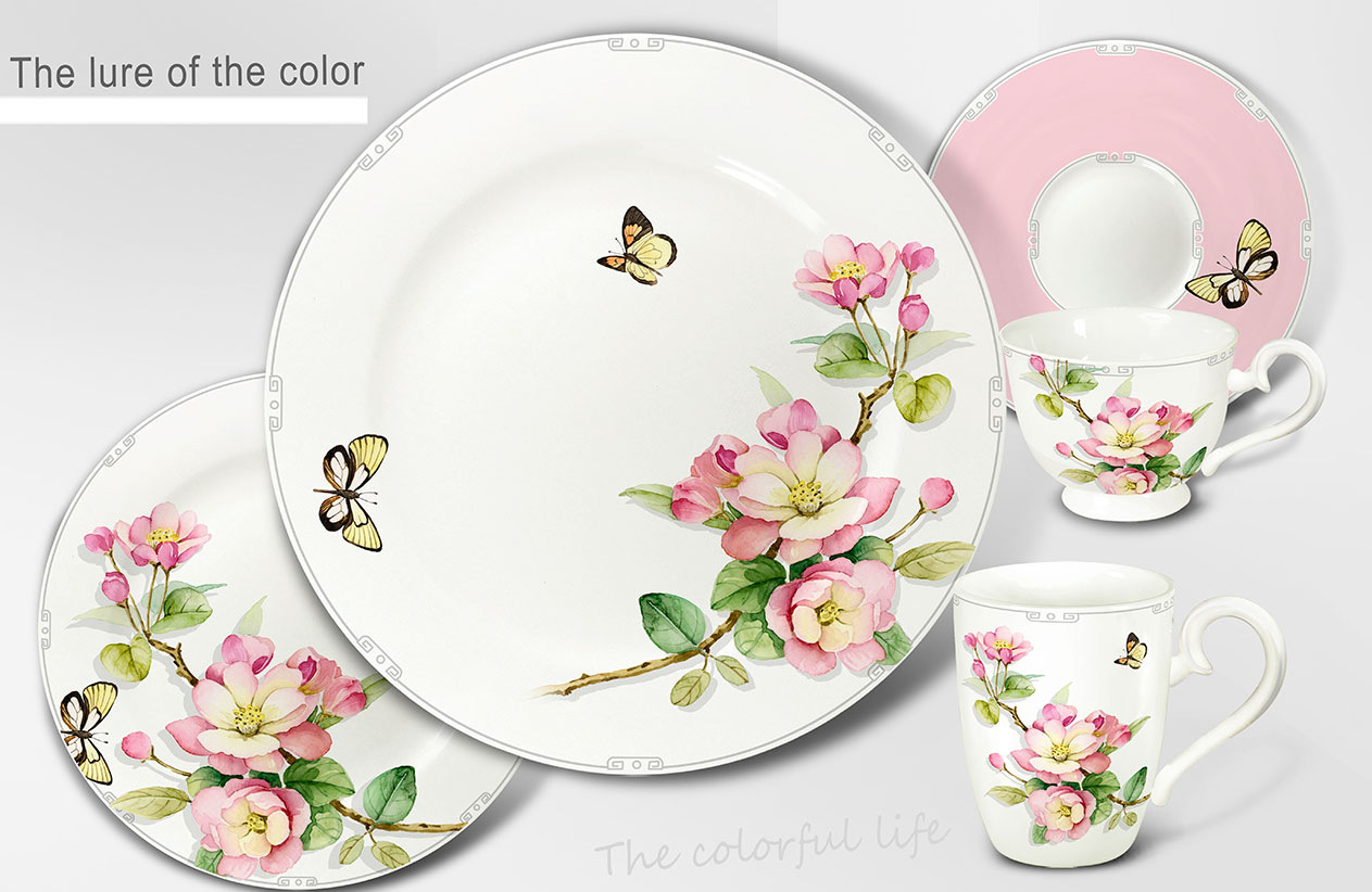 釉上陶瓷花纸餐具花纸无铅花纸加州65标准花纸丝印花纸