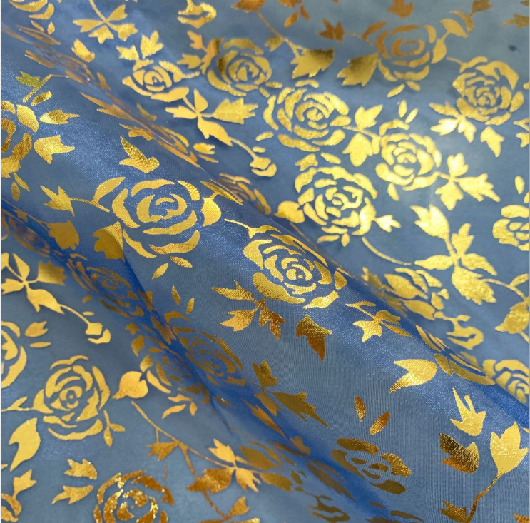 厂家直销复古烫金小玫瑰花型 圣诞万圣装饰舞台布置表演服面料