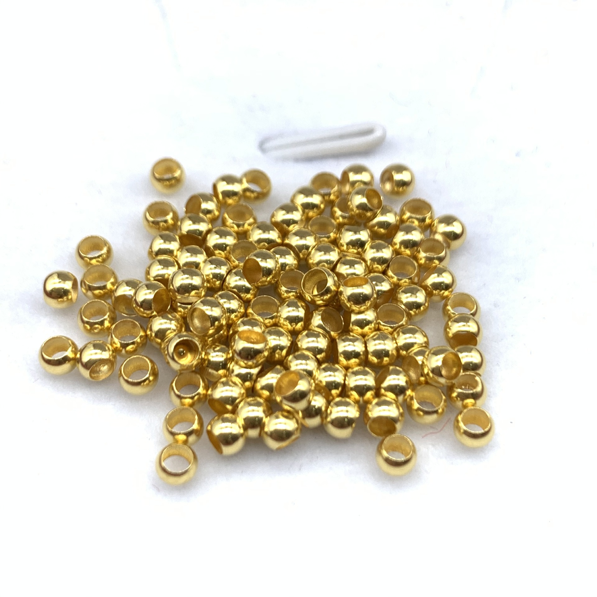 18k金小金珠金豆豆diy配件 光面圆珠散珠抖音同款黄金转运珠戒指