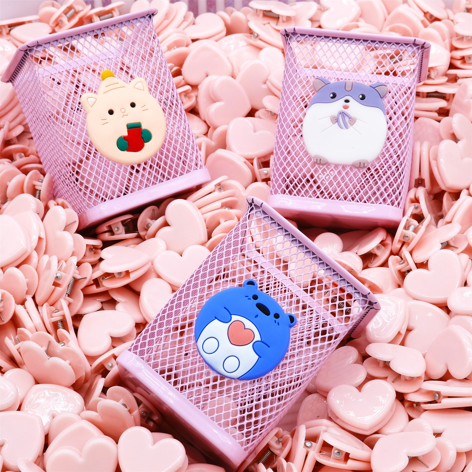 卡通少女心笔筒粉色可爱学生创意时尚韩国小清新收纳盒桌面小摆件