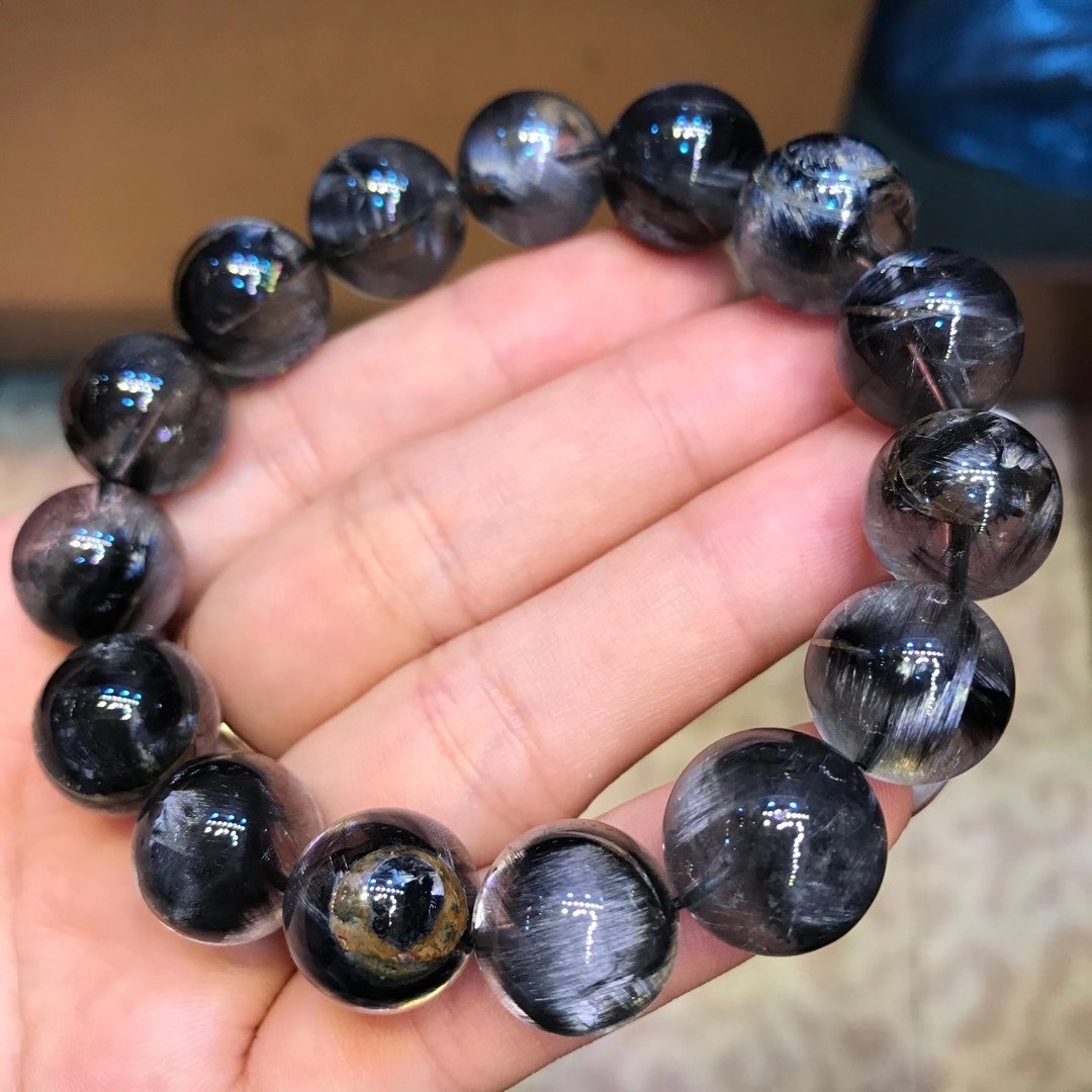 福盛源珠宝水晶黑银钛手链简单大方民族风男女款手串饰品批发厂家