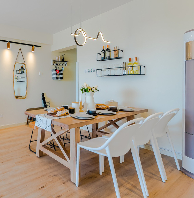 北欧简约全实木餐桌椅组合民宿客栈餐厅休闲桌椅原木风家用饭桌