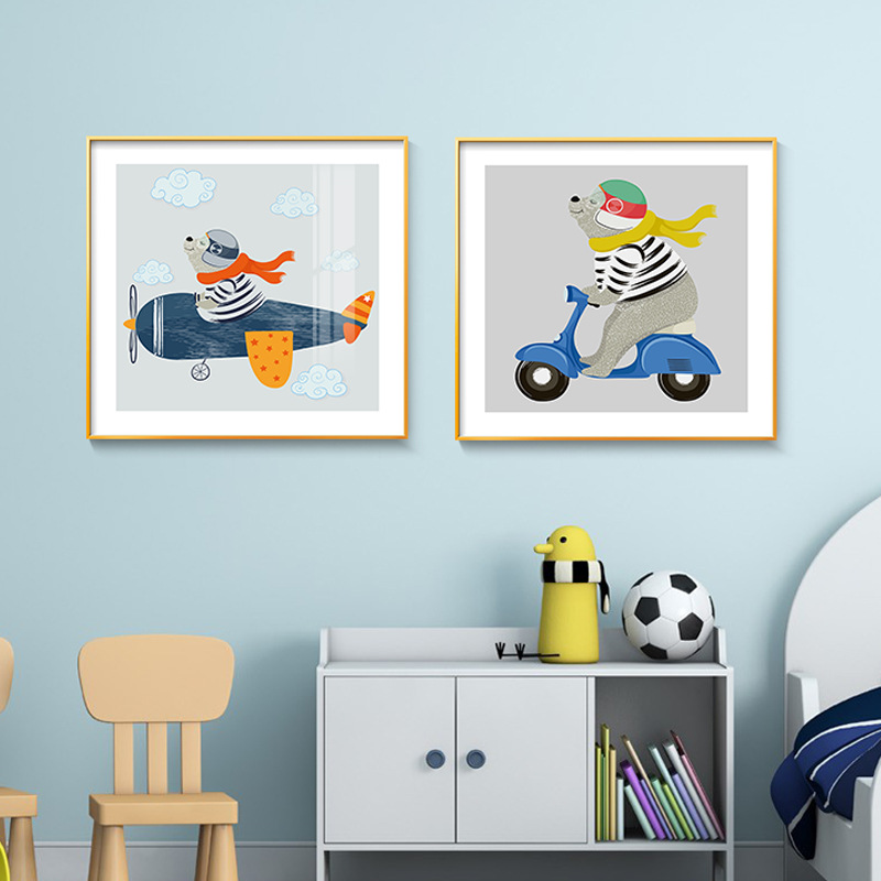 儿童房装饰画卧室床头挂画男孩女孩卡通童趣墙画现代温馨创意壁画