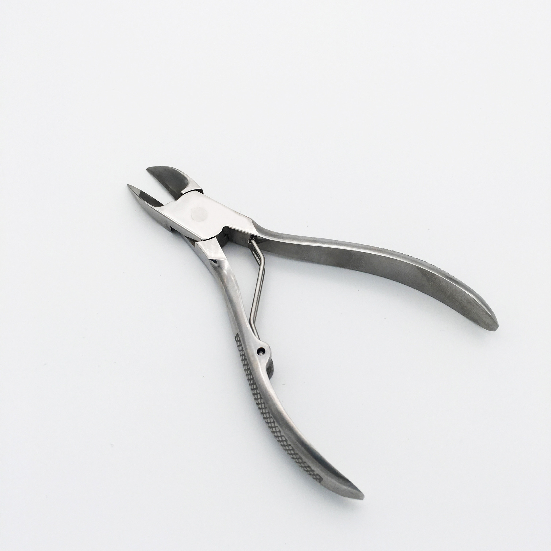 美甲银色格纹单弹簧鹰嘴钳 不锈钢甲沟嵌甲钳 迷你修甲剪指甲剪