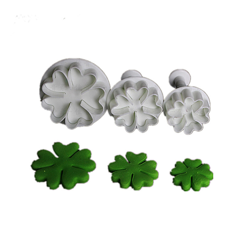 3件套爱心五瓣花弹簧模 饼干弹簧压花模 按压式烘焙模具 糖花压模