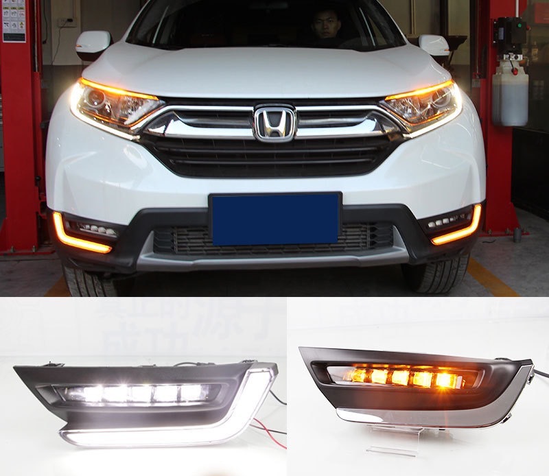 适用于本田17-18crv日行灯前雾灯专用改装日间行车灯流光转向灯
