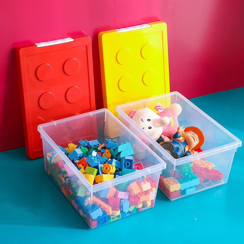 Lego Toy Storage Box Children's Building Blocks Storage Box Classification Snacks with Lid Transparent Storage Box Plastic Stackable