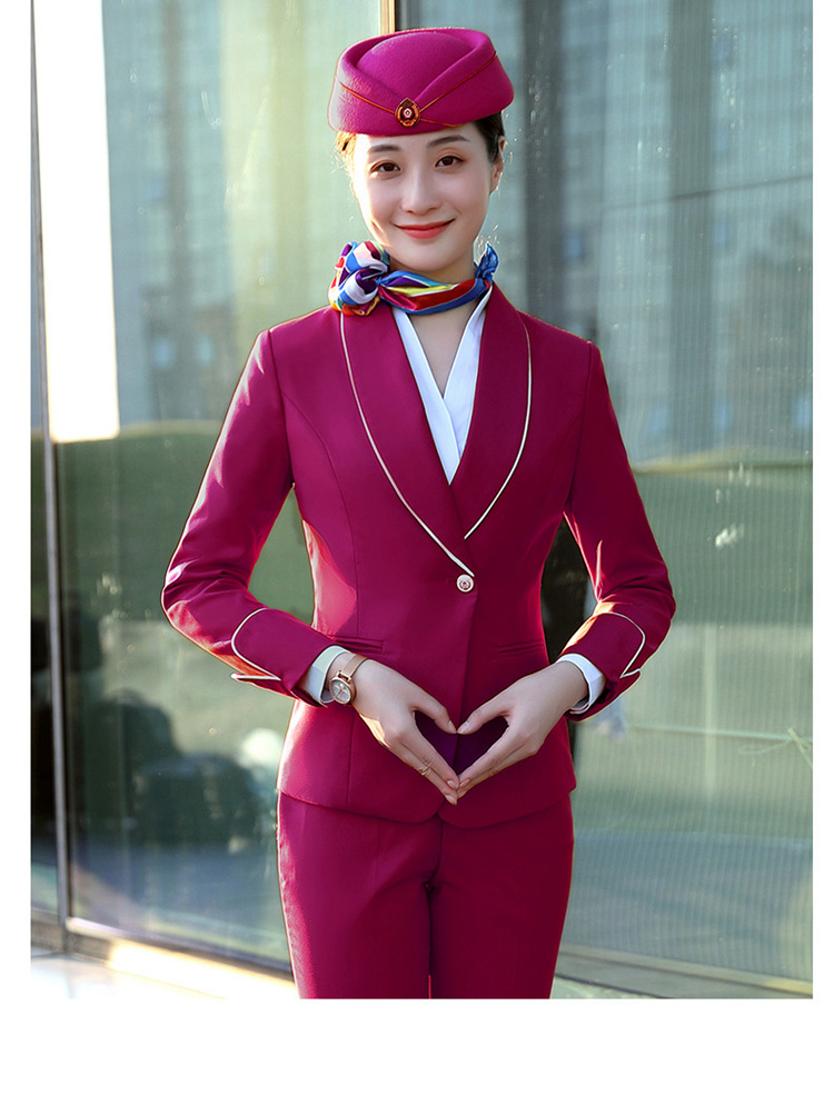东航空姐制服女冬外贸空乘职业装美容师前台售楼部工作服定制logo