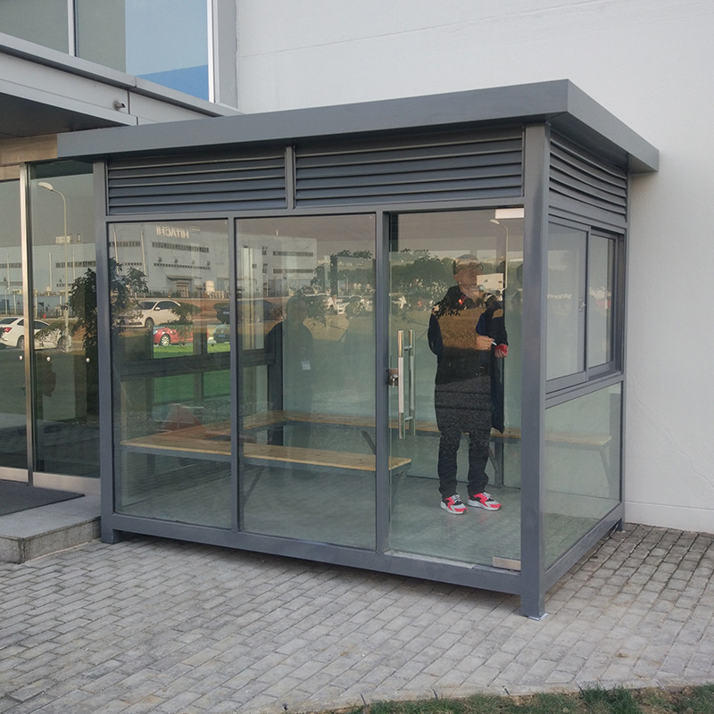 厂家供应厂区公园工作共场所成品户外移动吸烟亭公共场所吸烟室