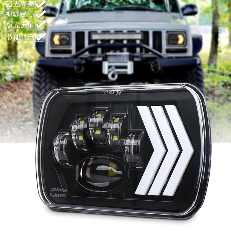 厂家直销牧马人led方灯55w天使眼光圈改装7寸大灯5x7货车前照明灯