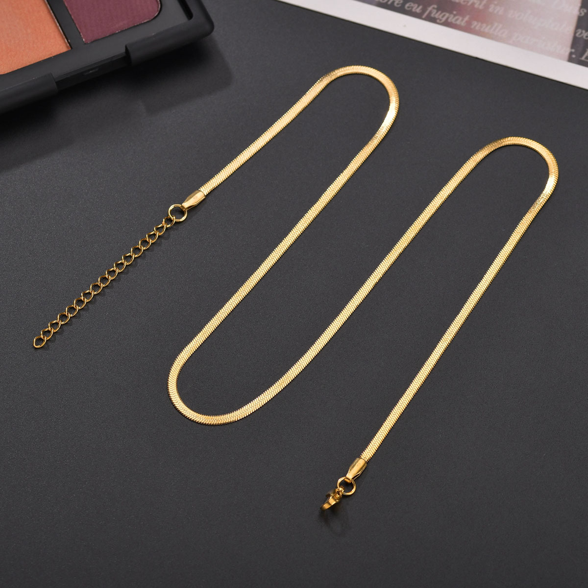 亚马逊爆款简约时尚男女刀片链 304不锈钢扁平蛇骨链吊坠配饰现货