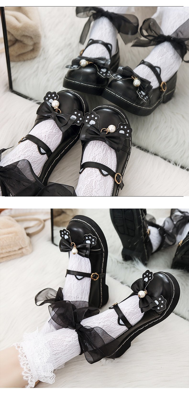 日系lolita洛丽塔软妹梅露露平跟jk制服小皮鞋蝴蝶结圆头lo少女鞋