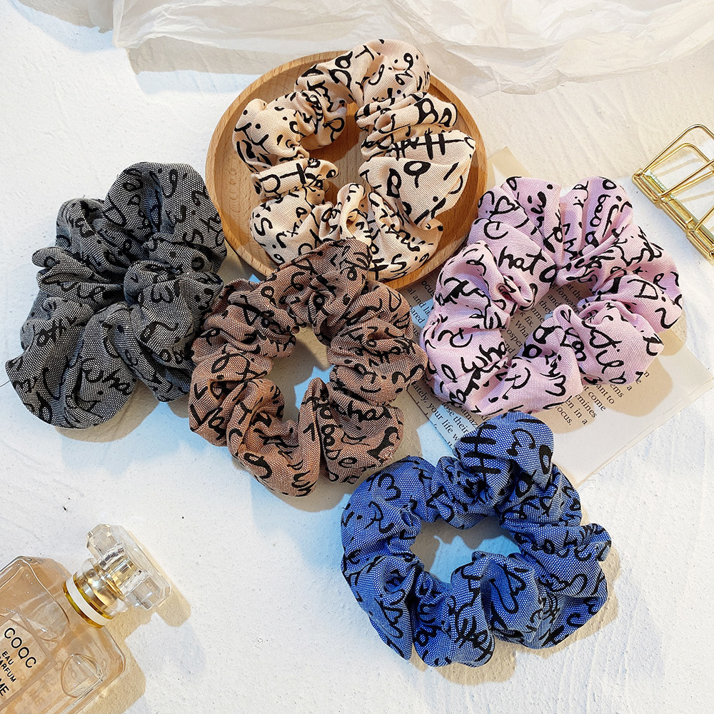 英伦风复古大肠圈韩版大肠发圈扎马尾英文发绳头绳女ins一件代发