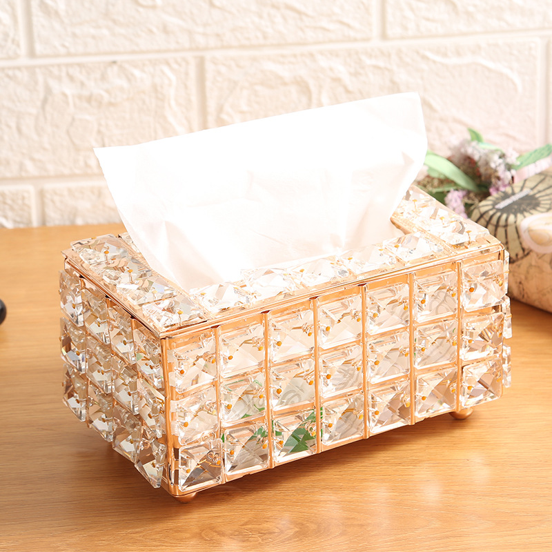 Fashion Creative Crystal Tissue Box European Style Toilet Tissue Box Tissue Box Household Storage Box Napkin Paper Box