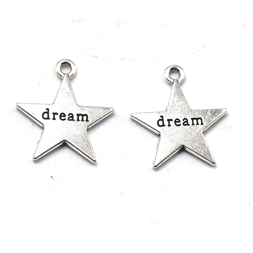 欧美跨境热销 ins复古英文字母dream梦想五角星手链包包挂件 批发