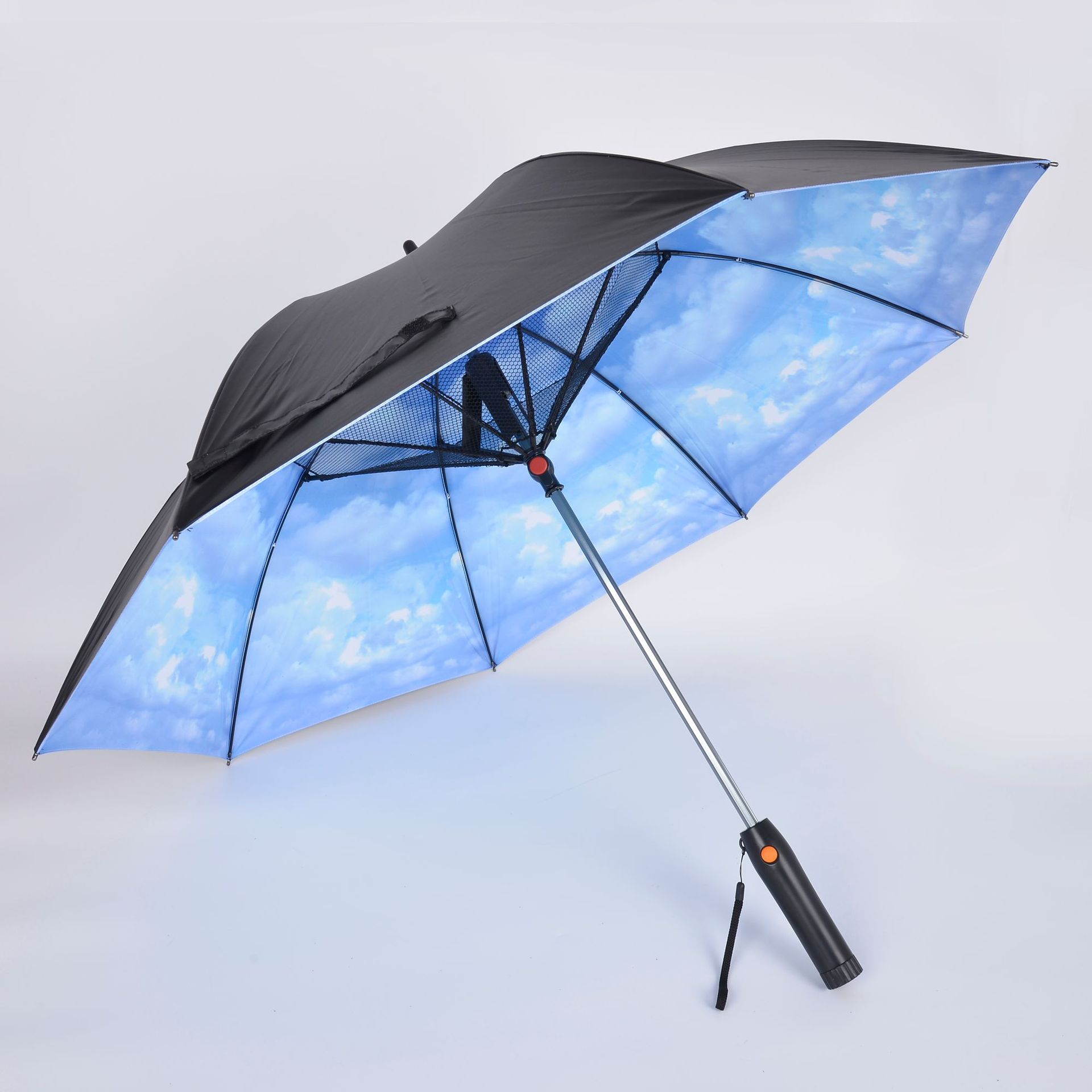 厂家定制 2020新款太阳能usb充电带风扇雨伞创意降温喷雾风扇伞