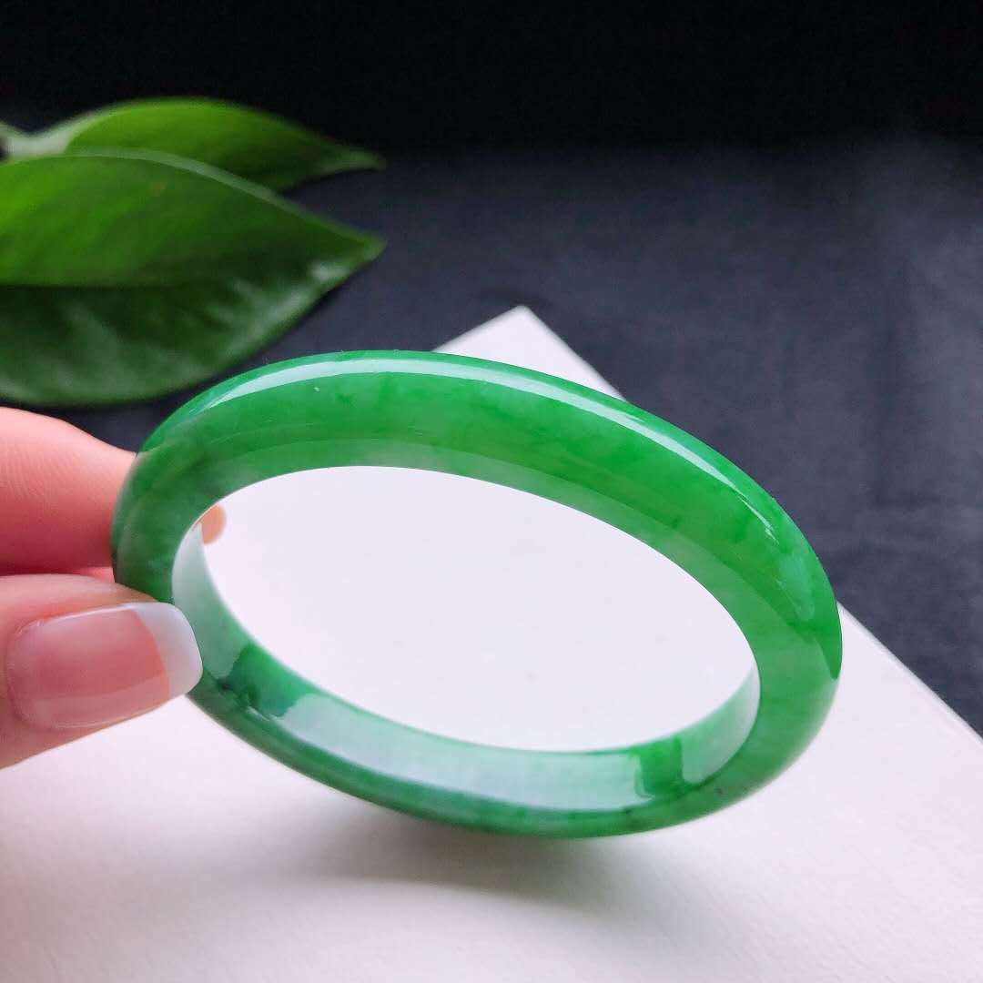 玉石缅甸翡翠满绿冰种女款手镯 玉石玉器玉镯送妈妈礼物批发