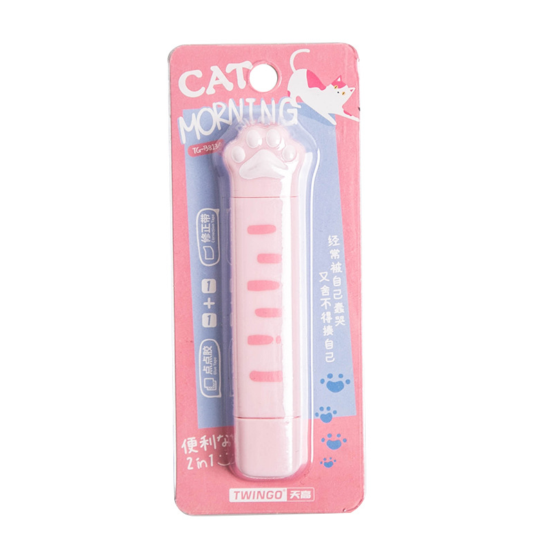 Twingo Tiangao Cat's Paw Correction Tape Soft and Adorable Cat Correction Tape Double-Headed Correction Tape Dotting Glue Double-Sided Tape