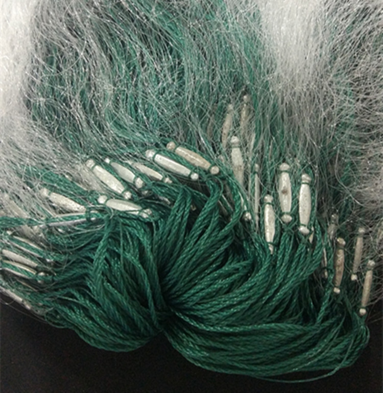 捕鱼网丝网粘网沉网5米6米10米高流水鱼尾坠加重粗大鱼挂三层渔网