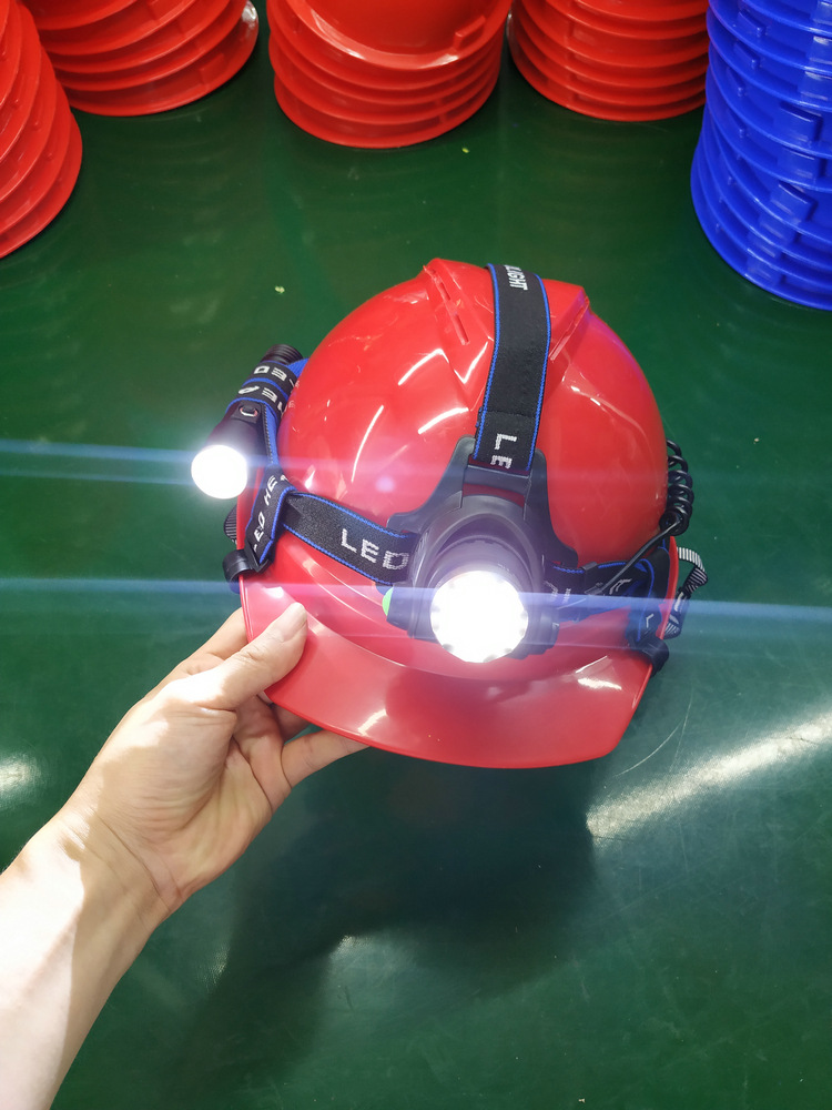安全帽带头灯v型带有透气孔侧面配有专用灯具中部拉式泛围灯usb充